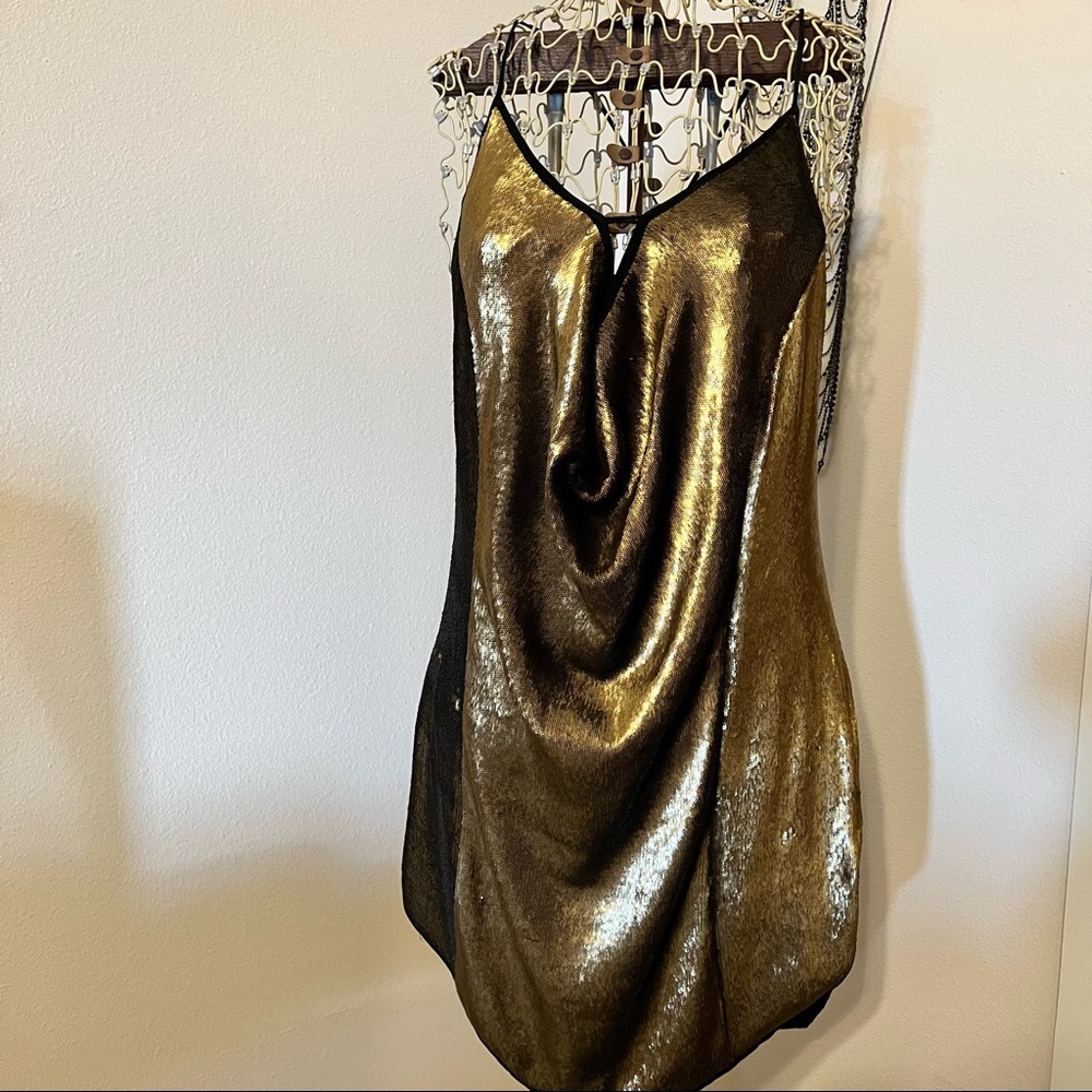 Nicholas K Gold Sequin Slip Cami Dress